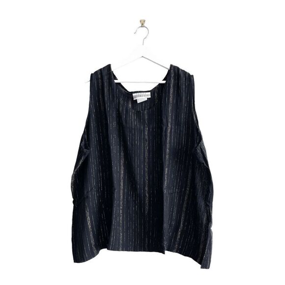 Career Elements Women's Striped Sleeveless Blouse Top Black Gold Size 26 Plus - Picture 1 of 7